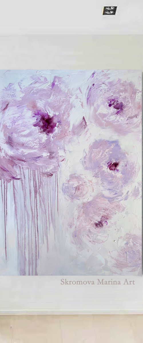 CRYSTAL SHINE - Amazing peonies. Dreams. White abstract. Delicate flowers. Fantasy. Divine. Miracle. Lush buds. by Marina Skromova