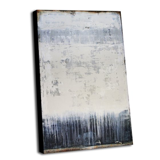 UNSPOKEN WORDS - 120 X 80 CMS - ABSTRACT PAINTING TEXTURED * WHITE * BROWN BLUE