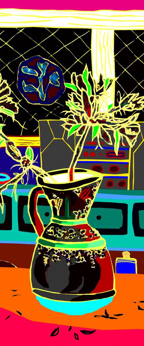 The small flower jug/ La pequeña jarra de flores (pop art, still life) by Alejos