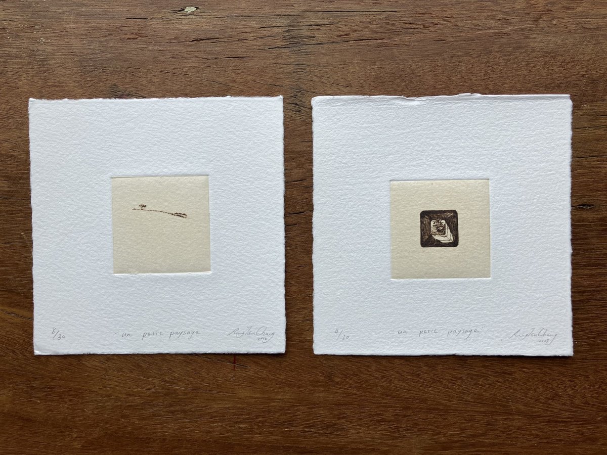 Impressionistic Landscape Etchings & Engravings By Rung Tsu Chang, 5 X 5", - Un Petit Paysage - ? #13 & #24, Original Artwork