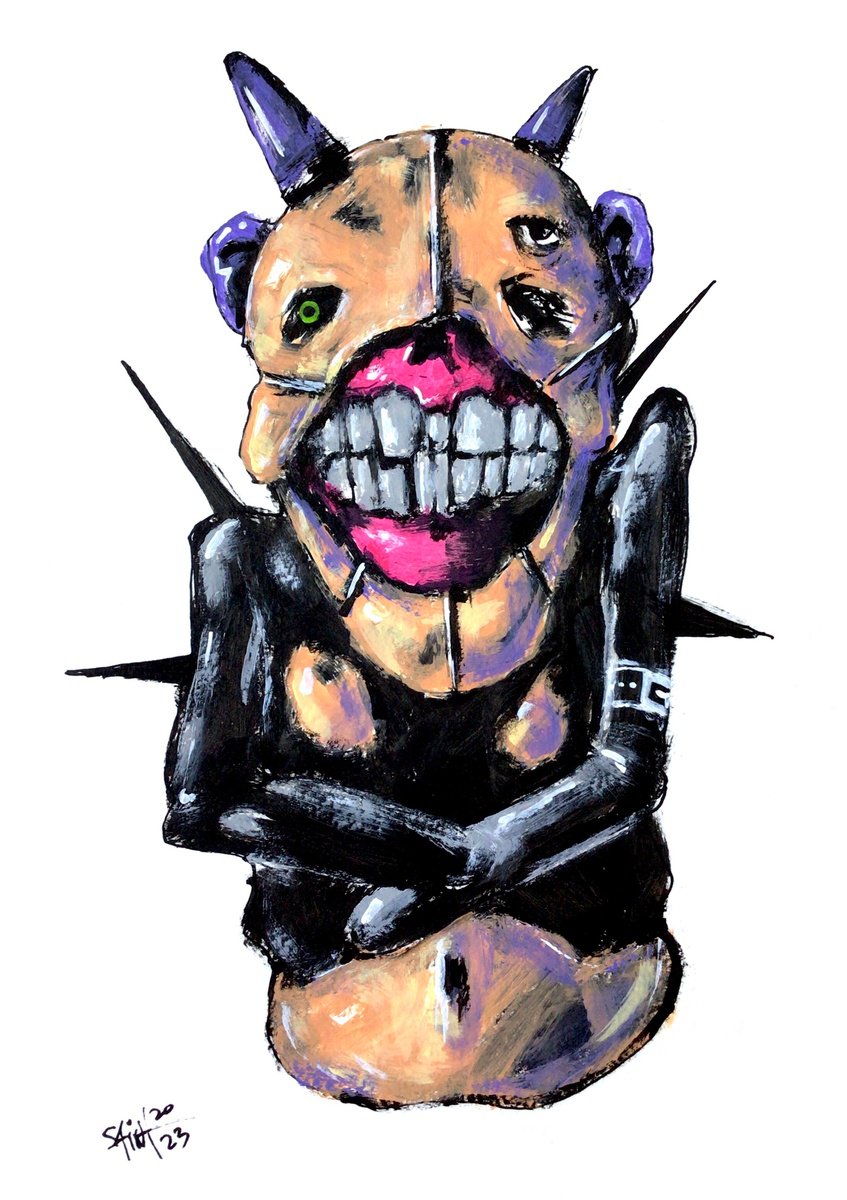 #200 Dark art BDSM Zombie portrait painting original art, Horror Creepy Art Brut Strange a... by Ruslan Aksenov
