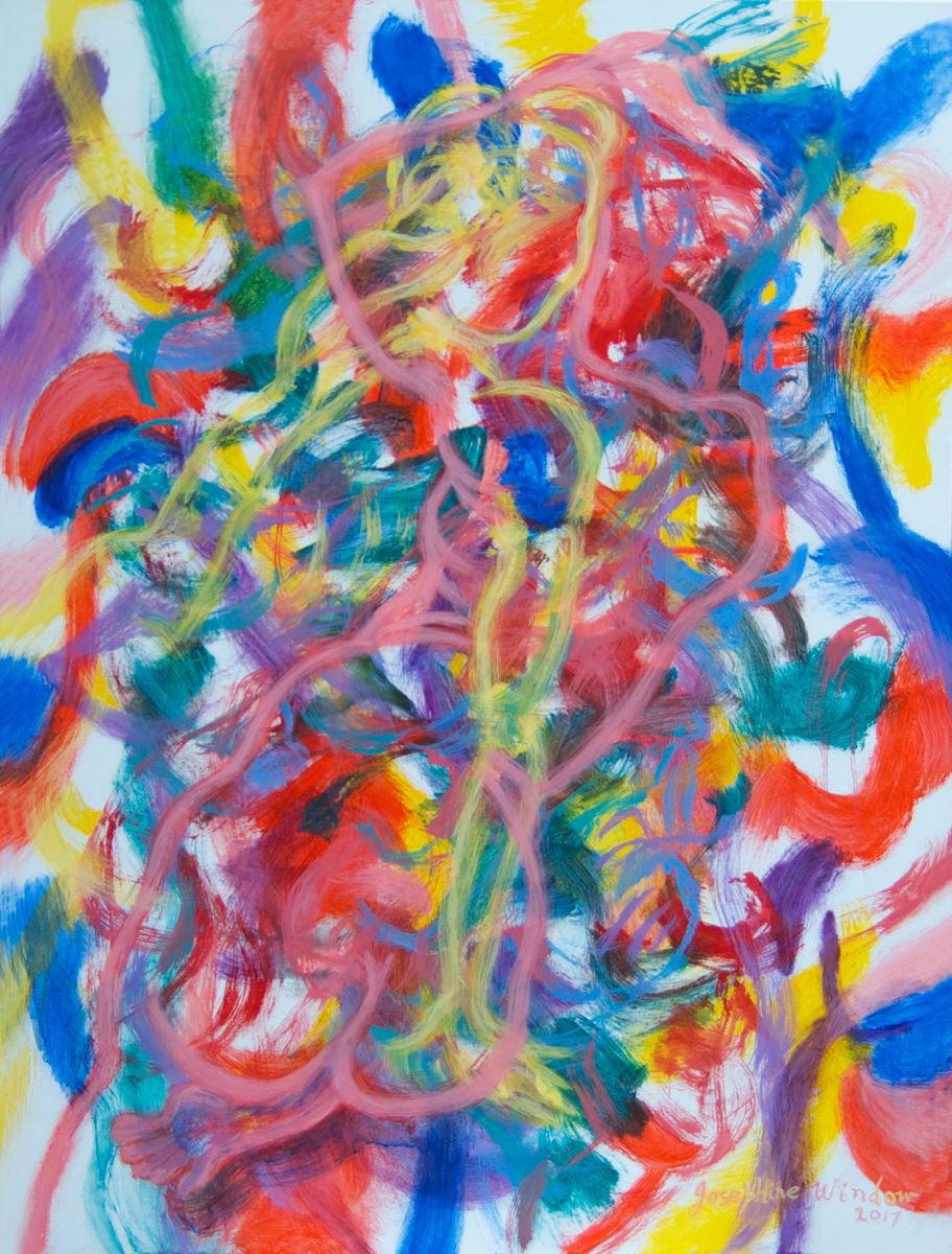 Organic Abstract Acrylic Painting By Josephine Window, 30 X 40", Fleeting Impressions - Amelie, Original Artwork