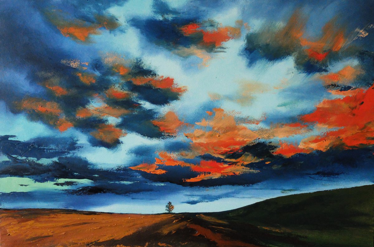 Fire At The Sky By Valeriia Radziievska, 24 X 16, Artwork For Sale On Artfinder