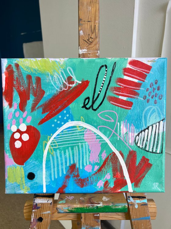 Red and teal abstract