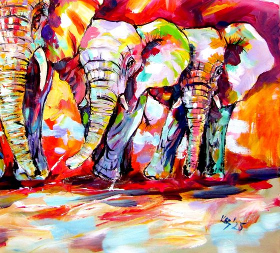 Walking majestic elephants