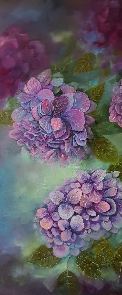 Hydrangeas (60x90cm.) by Mary Voloshyna