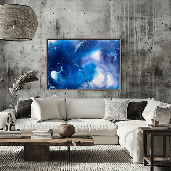 Deep Blue Silver Abstract