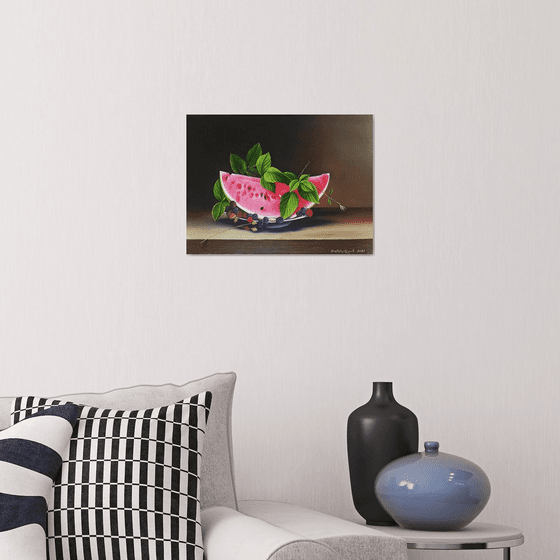 Still life- watermelon (40x30cm, oil painting, ready to hang)