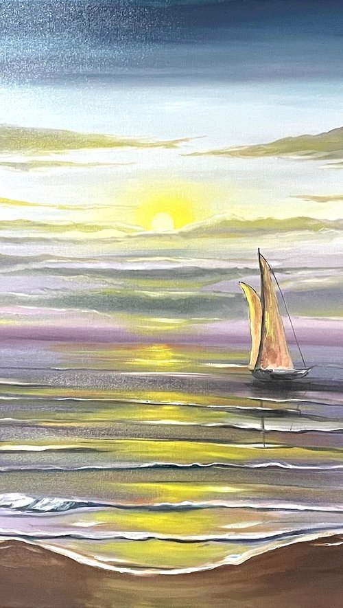 Sailing Across The Sunset Waters by Aisha Haider