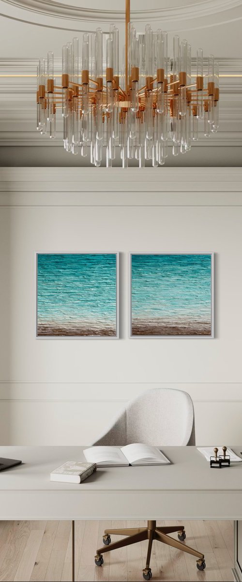 Coastal Calm Diptych by Daniela Pasqualini