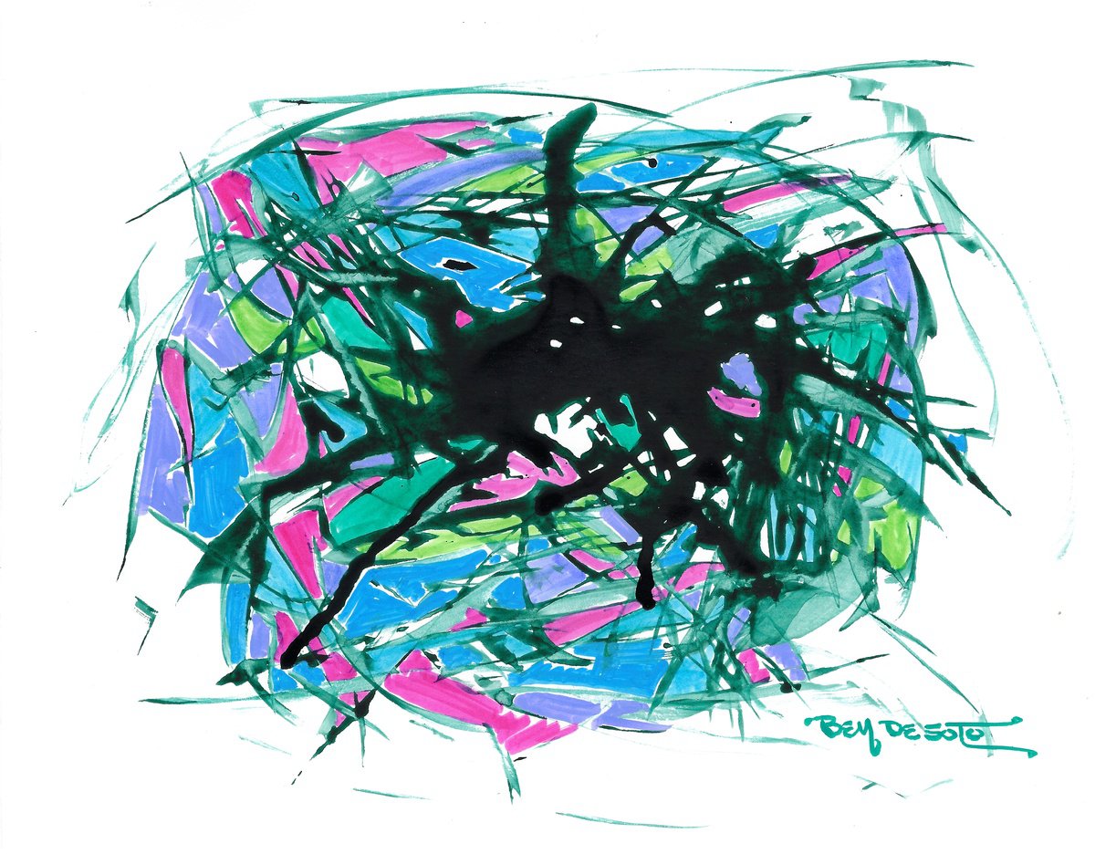 Abstract Acrylic Painting By Ben De Soto, 12 X 9, Blue Green Abstract, Original Artwork