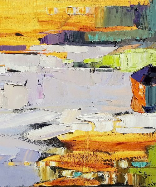 Summer. Lake. Boat. by Lesya Ros