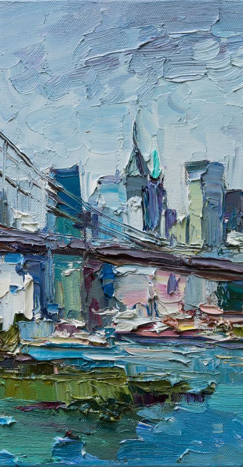 Brooklyn Bridge - New York City - Original oil painting by Anastasiia Valiulina