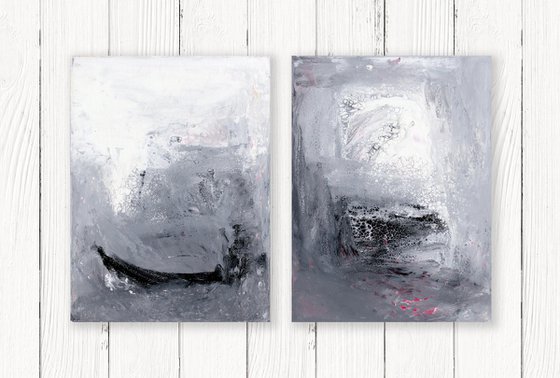 Quiet Moments Set -  2 Abstract Paintings by Kathy Morton Stanion