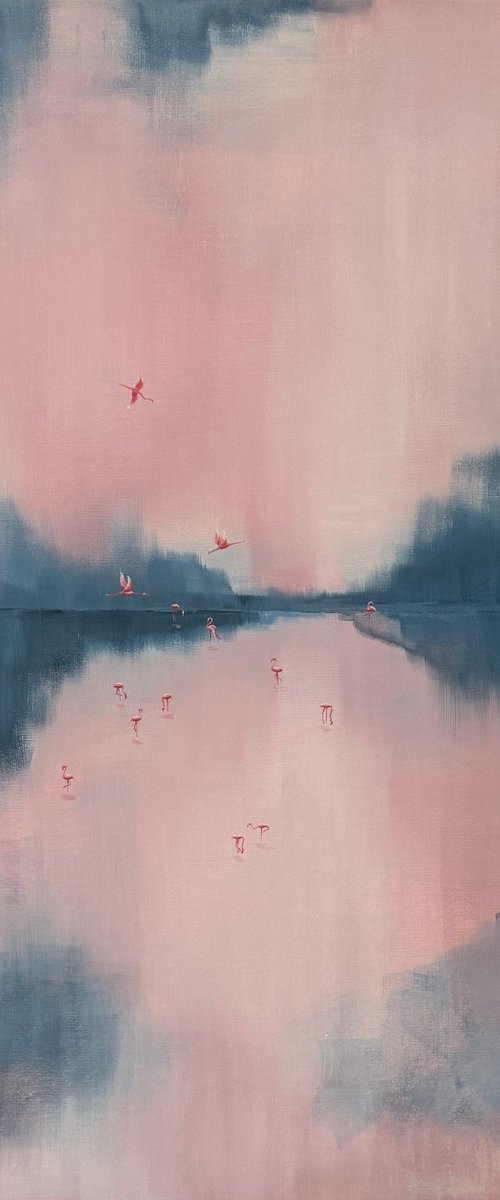 Pink Shadows on the Water by Maryna Dobrova