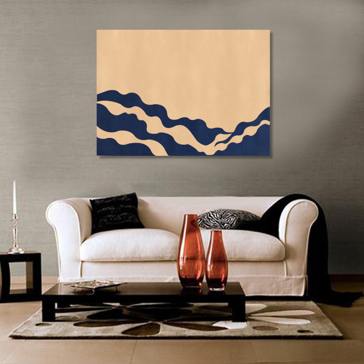 Abstract Landscape Acrylic Painting By Marina Krylova, 43 X 31", Abstract Landscape #11, Original Artwork