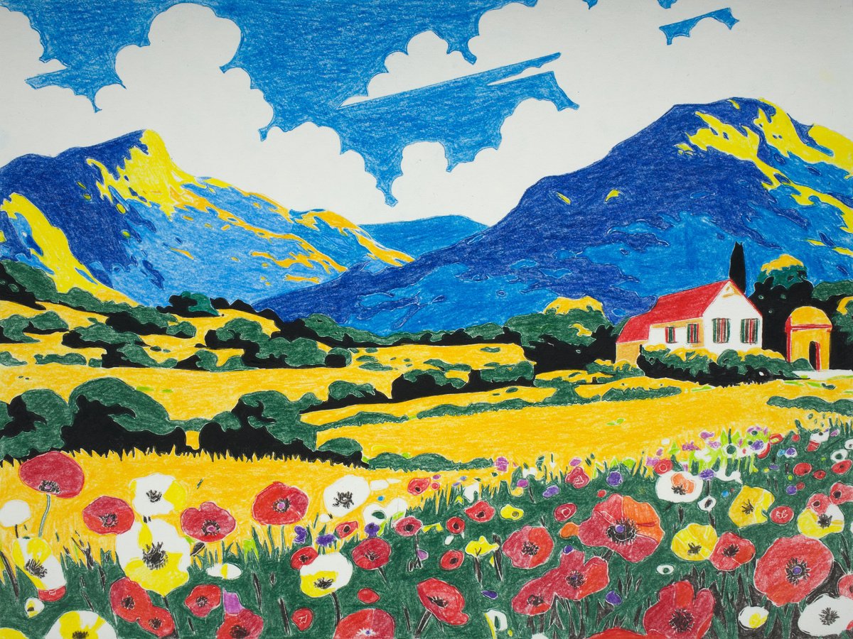 Impressionistic Landscape Painting By Kosta Morr, 16 X 12", House In The Foothills, Original Artwork