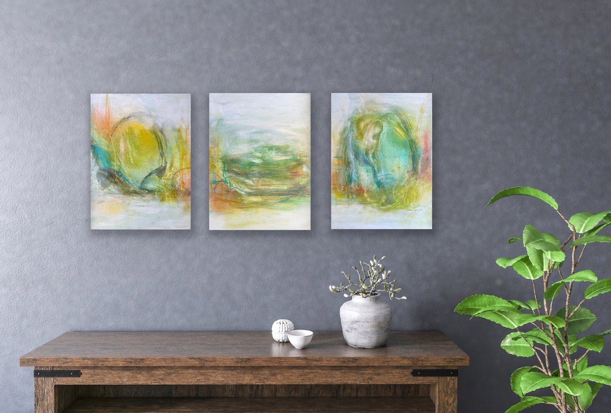 Organic Abstract Acrylic Painting By Kirsten Schankweiler, 35 X 16", Don