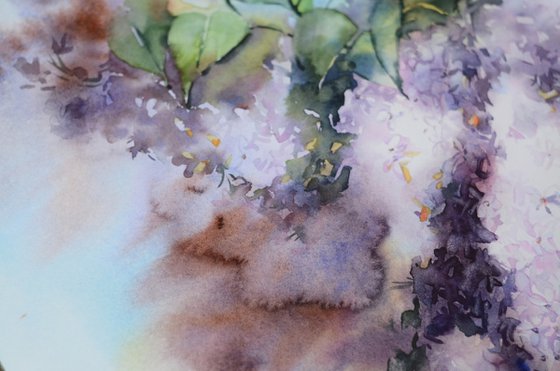 Lilac garden in watercolor