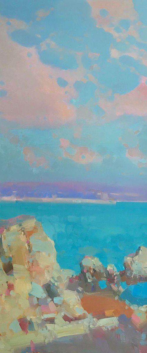 Malibu Cliffs, Original oil painting, Handmade artwork, One of a kind by Vahe Yeremyan