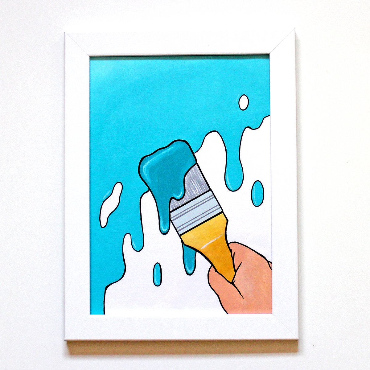 Paint It Turquoise Pop Art Painting on Paper by Ian Viggars