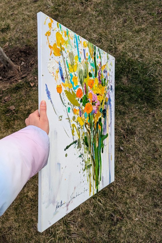 Wildflowers on white