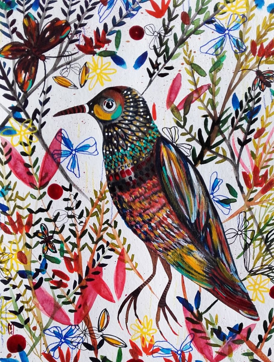 Bird Painting - Animal Art by Celine Marcoz