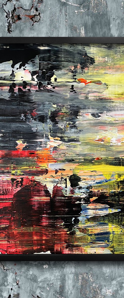 "Mucking Up The Works" - Original PMS Abstract Acrylic and Oil Painting On Plexiglass, Framed - 26" x 26" by Preston M. Smith (PMS)