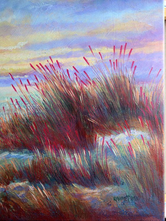 Sunrise in the Bay:linen, oil, 79x109