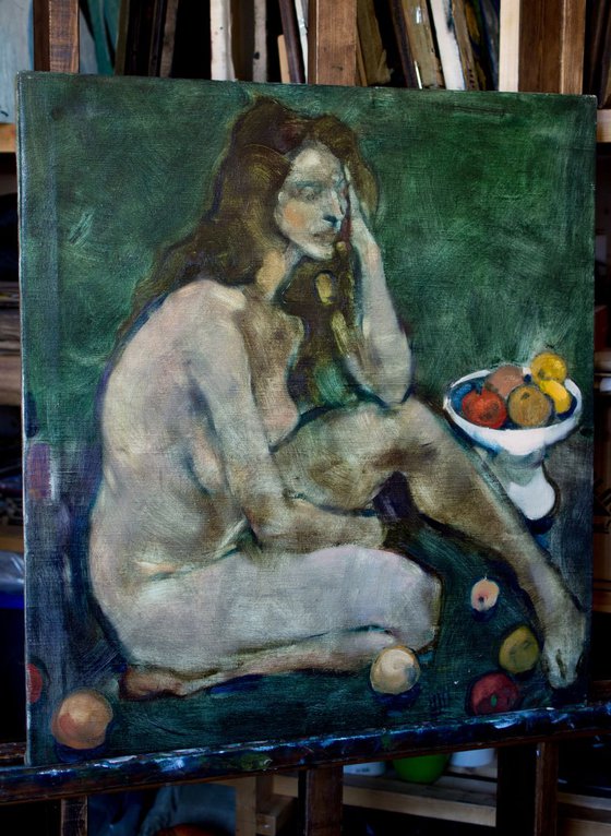 Nude with apples. 2014. Oil on canvas. 90x90cm.