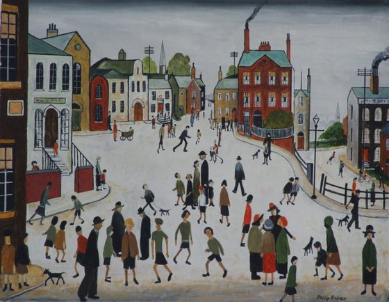A village Square after Lowry
