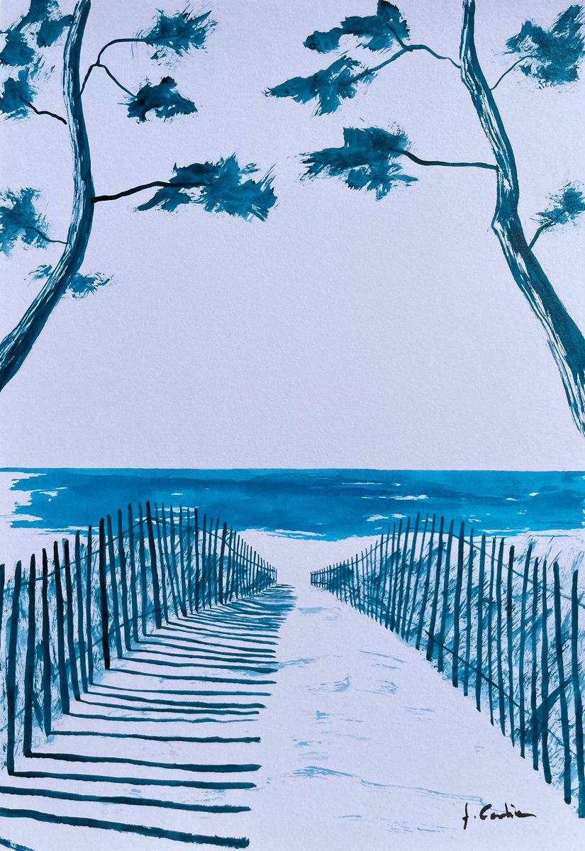 Landscape Painting By Cadiou Frederic, 9 X 12, Sainte-Marine, Original Artwork