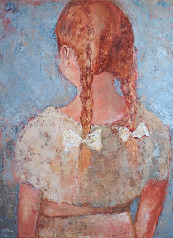 Insecurity - Child Faceless Portrait Large Original Oil Painting on Canvas