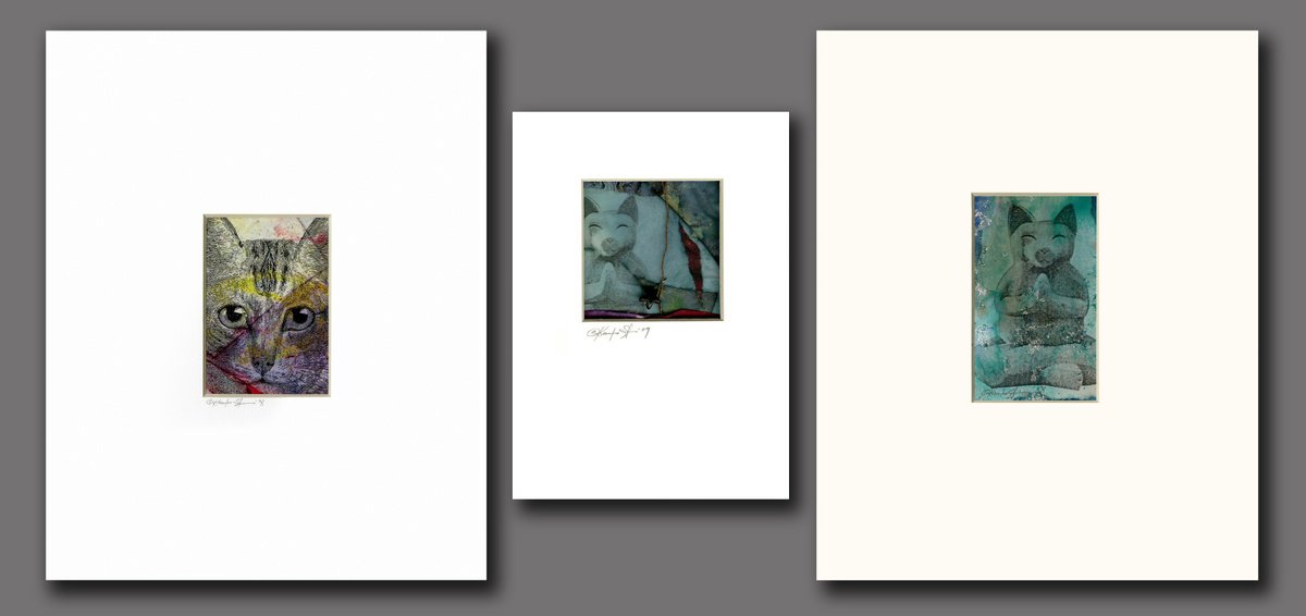 Expressive Animal Painting By Kathy Morton Stanion, 22 X 11", Cat Collection, Original Artwork