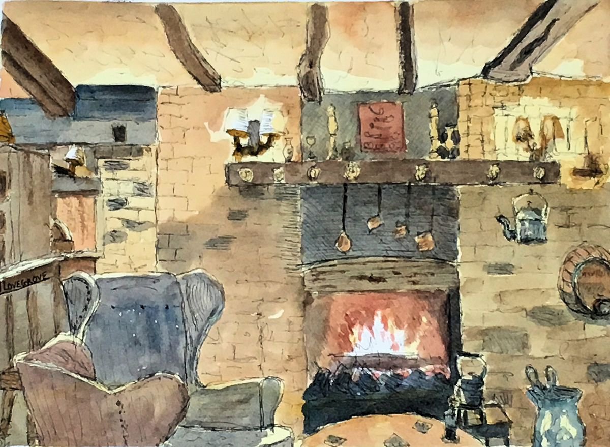 Keep the home fires burning - An original ink and watercolour painting! by Julian Lovegrove Art