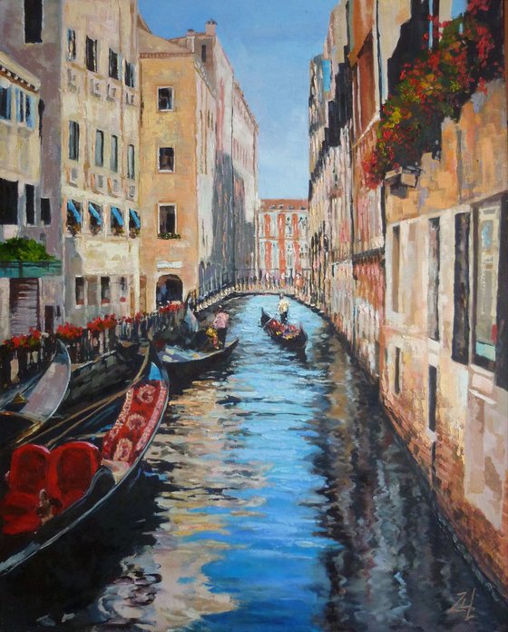 Venice. Gondolas with Red Seats