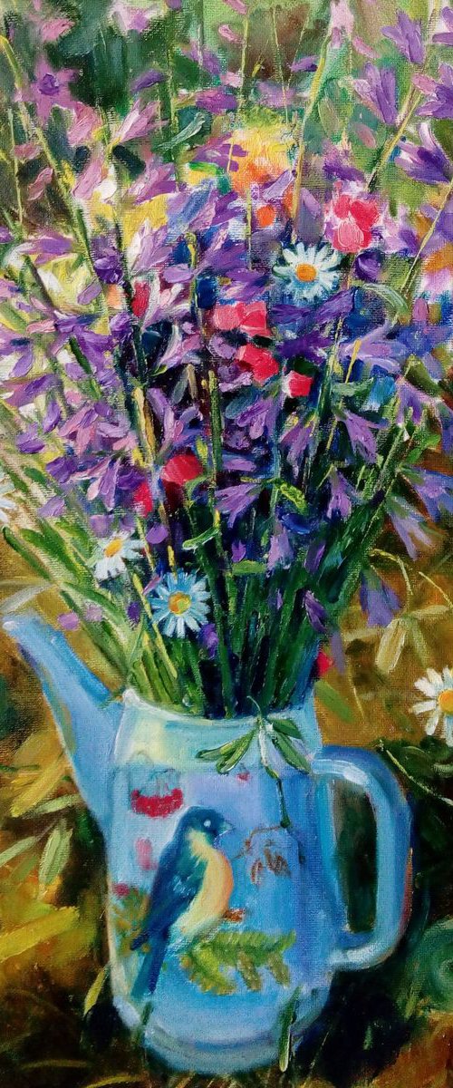 Flowers in a teapot by Valentina Andrukhova