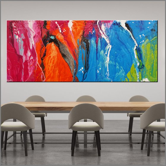 Coloured Mechanics 200cm x 80cm Colourful Textured Abstract Art