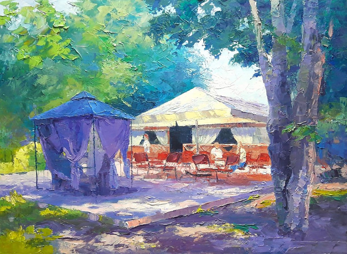 Oil painting Caravan Cafe by Boris Serdyuk