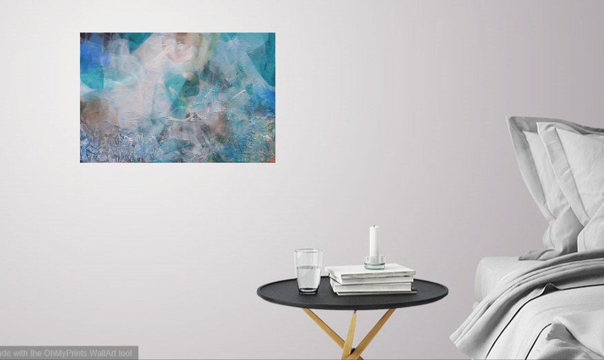 Abstract Acrylic Painting By Susan Wooler, 24 X 16", Sea Cove, Original Artwork