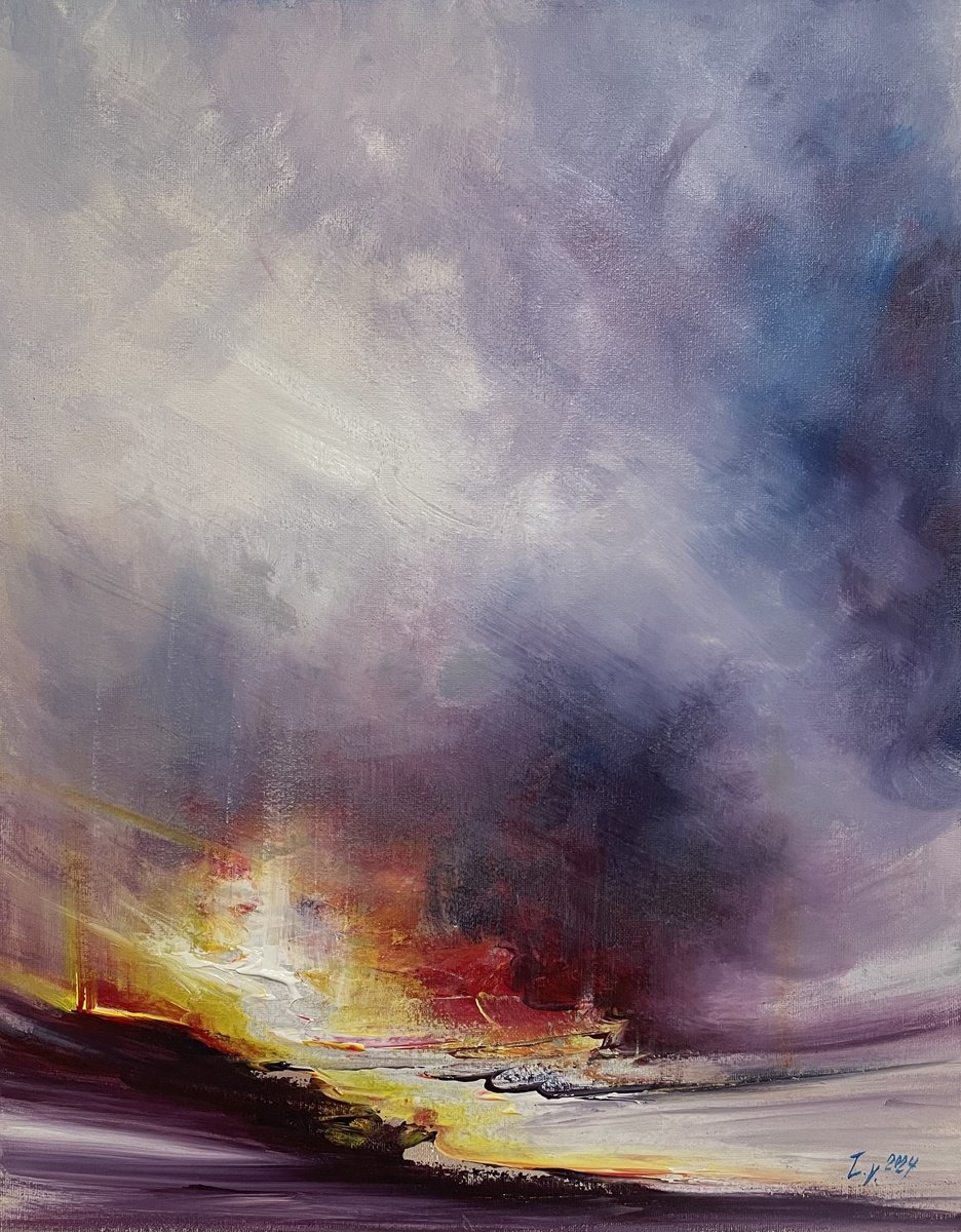 Impressionistic Landscape Acrylic Painting By Timea Valsami, 16 X 20", Conscious Light, Original Artwork