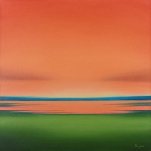 Warm Sky - Colorful Abstract Landscape by Suzanne Vaughan