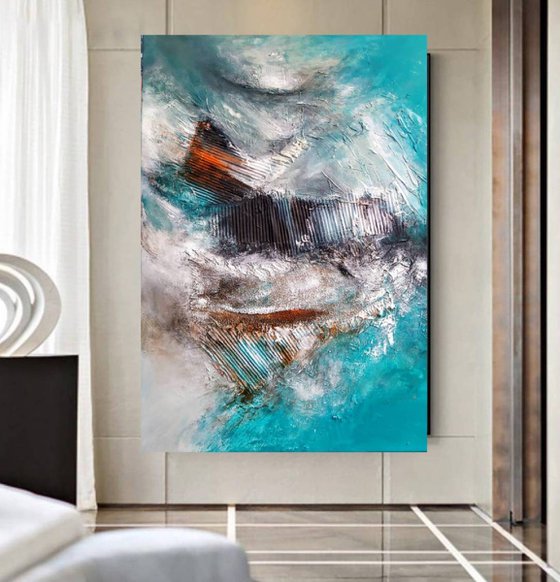 Mediterranean 70x100cm Abstract Textured Painting