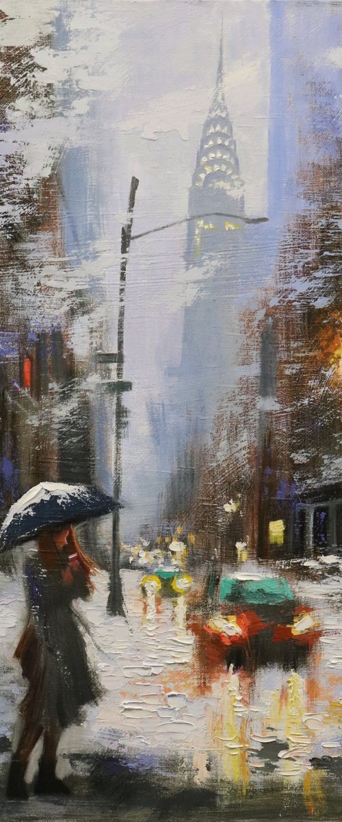 Winter Walkers in Lexington by Chin H Shin