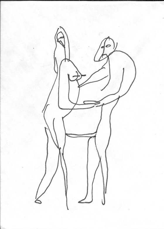 Surrealist Lovers, drawing on an envelope #8,  17x12 cm