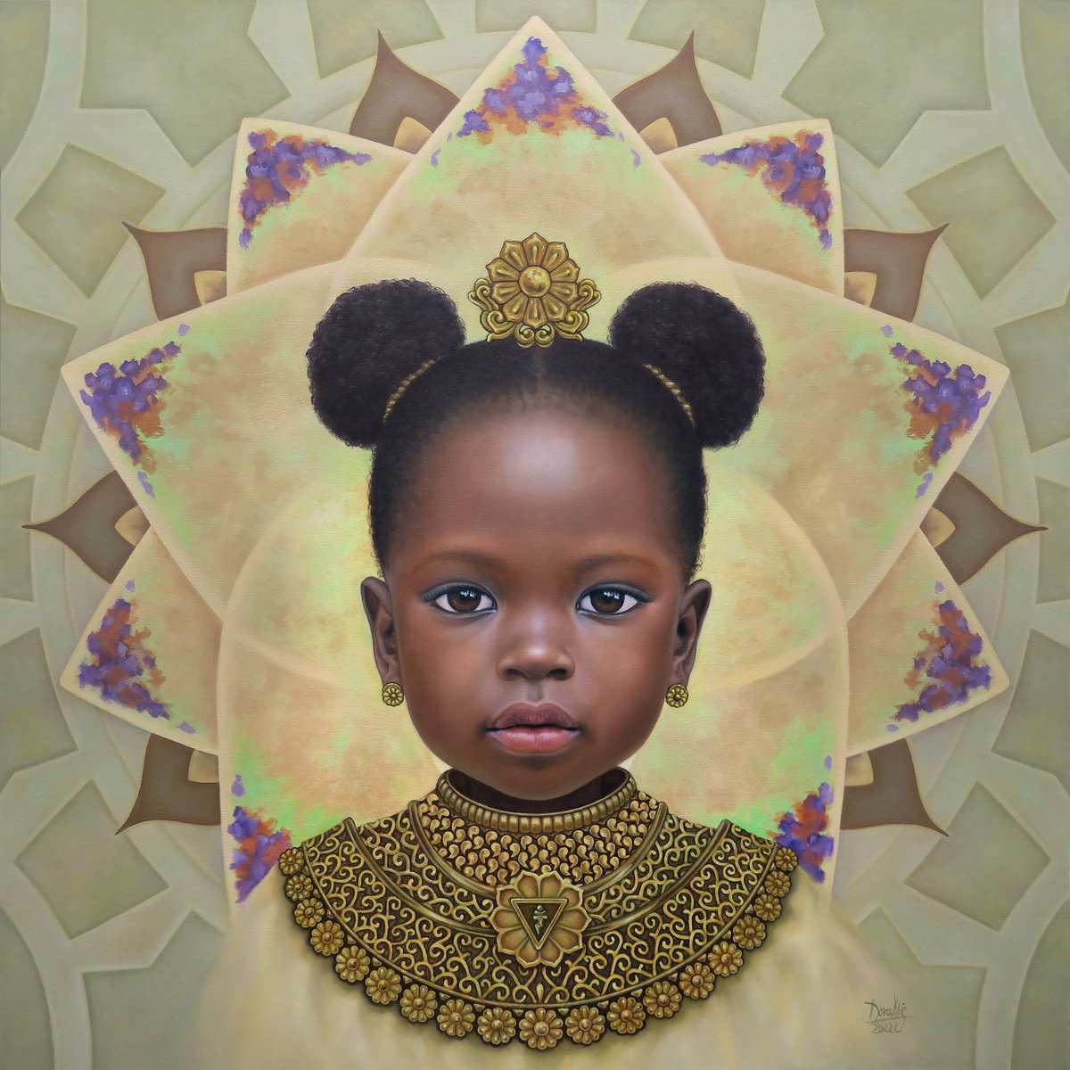 Expressive Portrait Oil Painting By Dora Alis Mera Velasco, 45 X 45, Manipura, Original Artwork