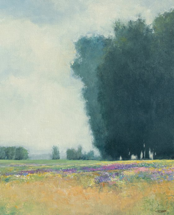 May Flower Field 220503, flower field impressionist landscape oil painting