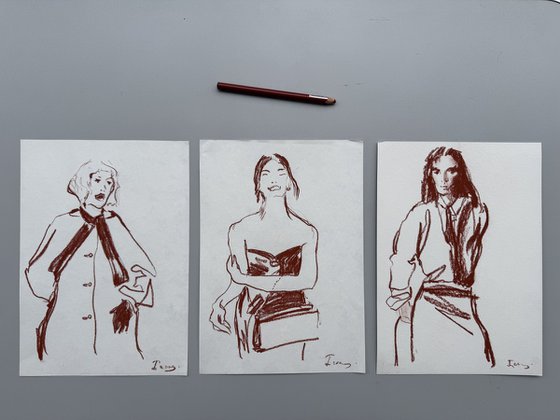 Set of Three Original Sketches
