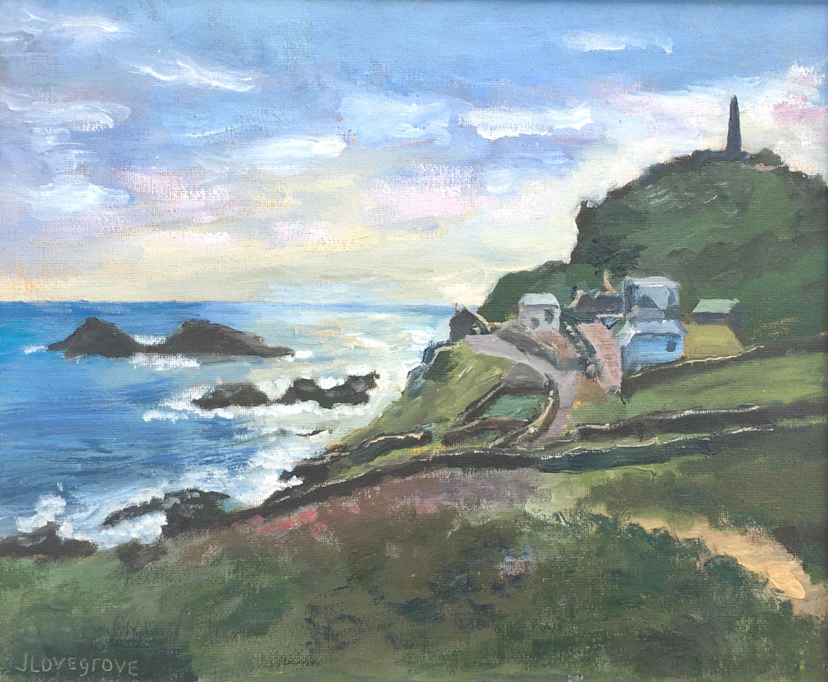 Original Oil Painting of a Windy Day at the Coast, Framed! by Julian Lovegrove Art