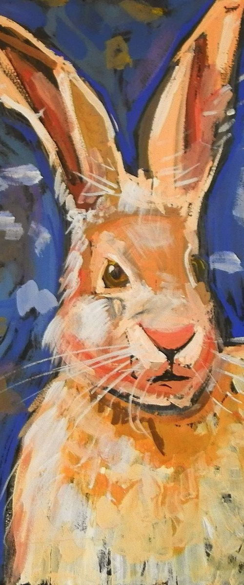Hare, gouache painting 50x47 cm by Nastasia Chertkova